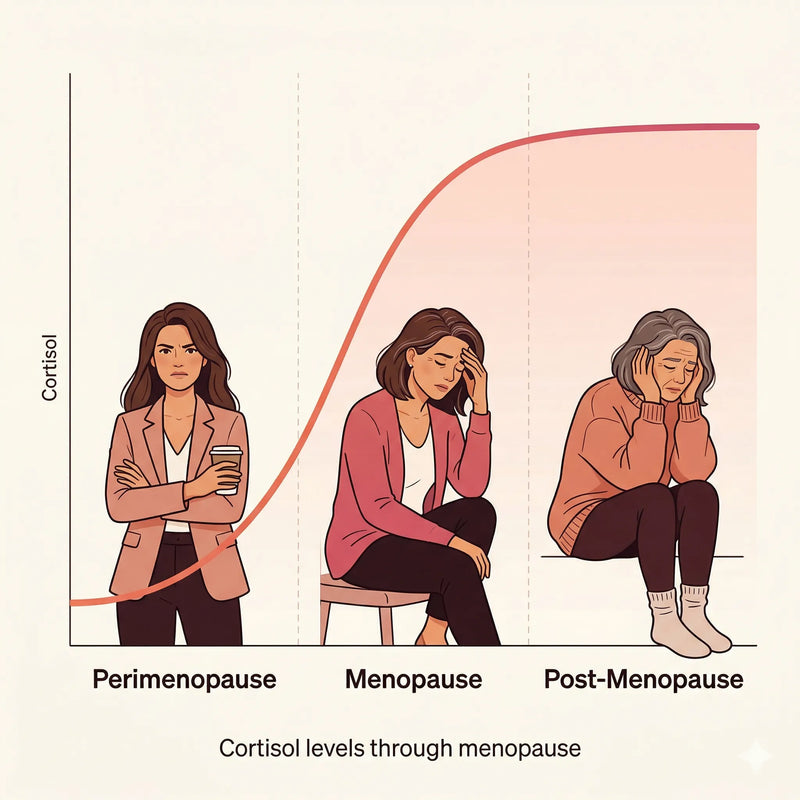 Cortisol levels rising through perimenopause