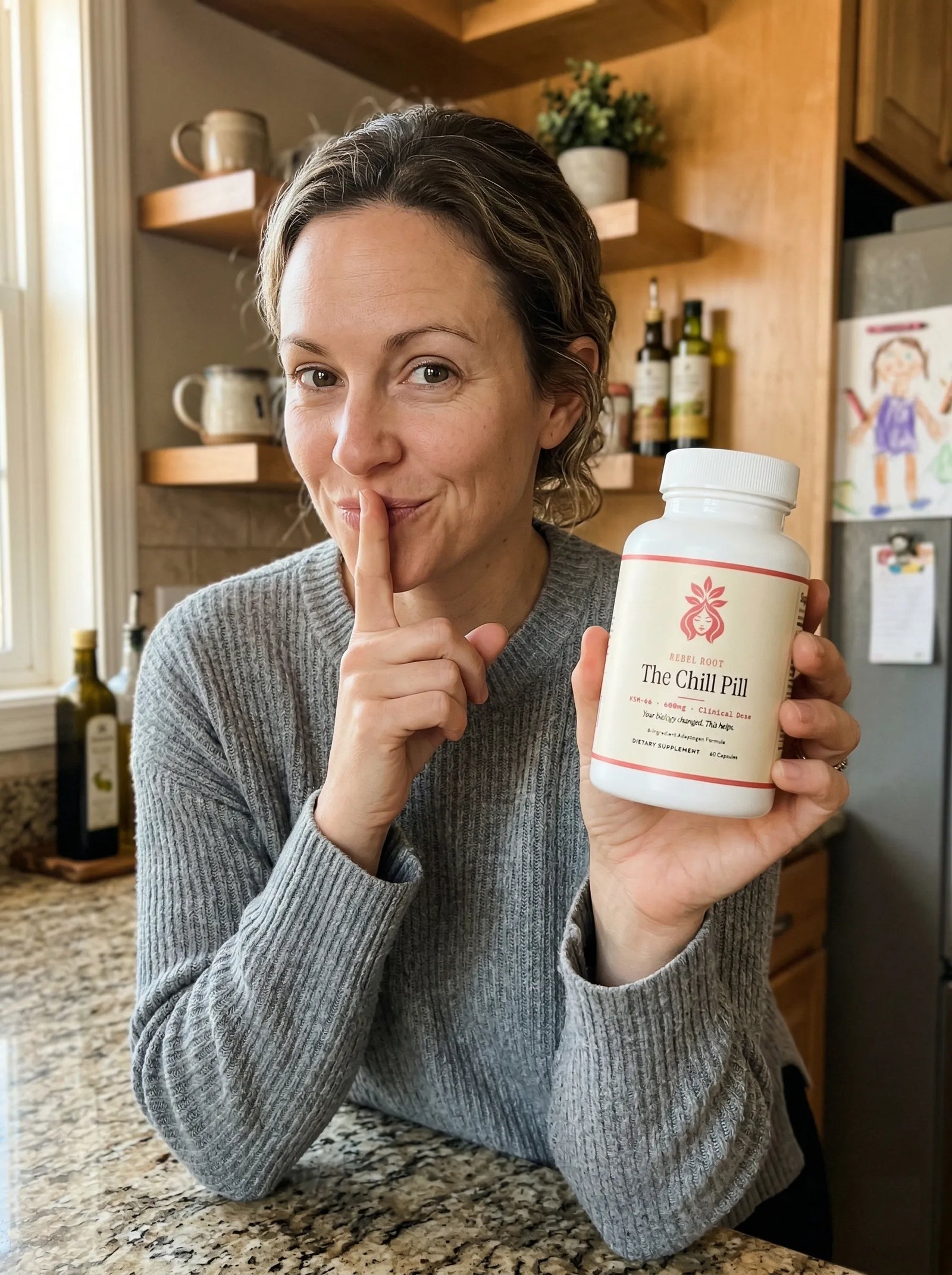Woman holding The Chill Pill